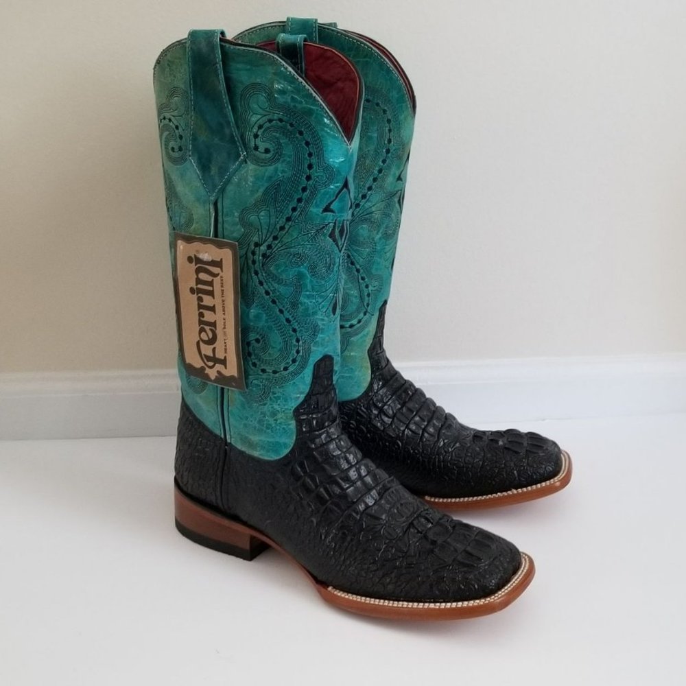 NEW FERRINI Caiman Print Western Boots